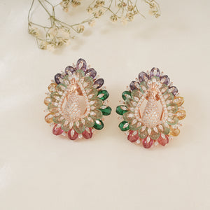 Stunning stone beaded peacock inspired stud earring