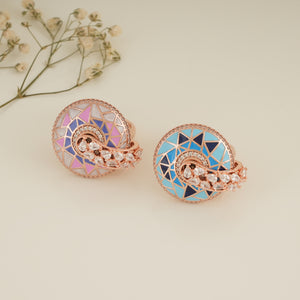 Amazing meenakari cz diamond gold finger ring for women