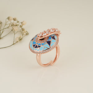 Amazing meenakari cz diamond gold finger ring for women