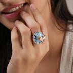 Amazing meenakari cz diamond gold finger ring for women