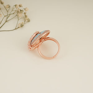 Amazing meenakari cz diamond gold finger ring for women