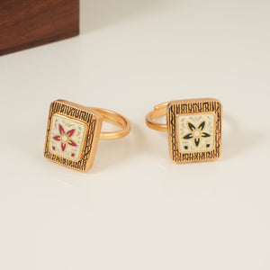 Cute meenakari floral gold plated adjustable finger ring