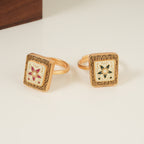 Cute meenakari floral gold plated adjustable finger ring