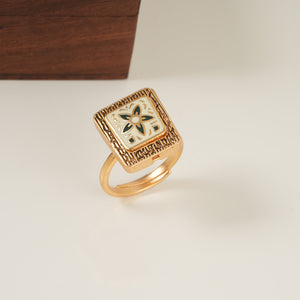 Cute meenakari floral gold plated adjustable finger ring