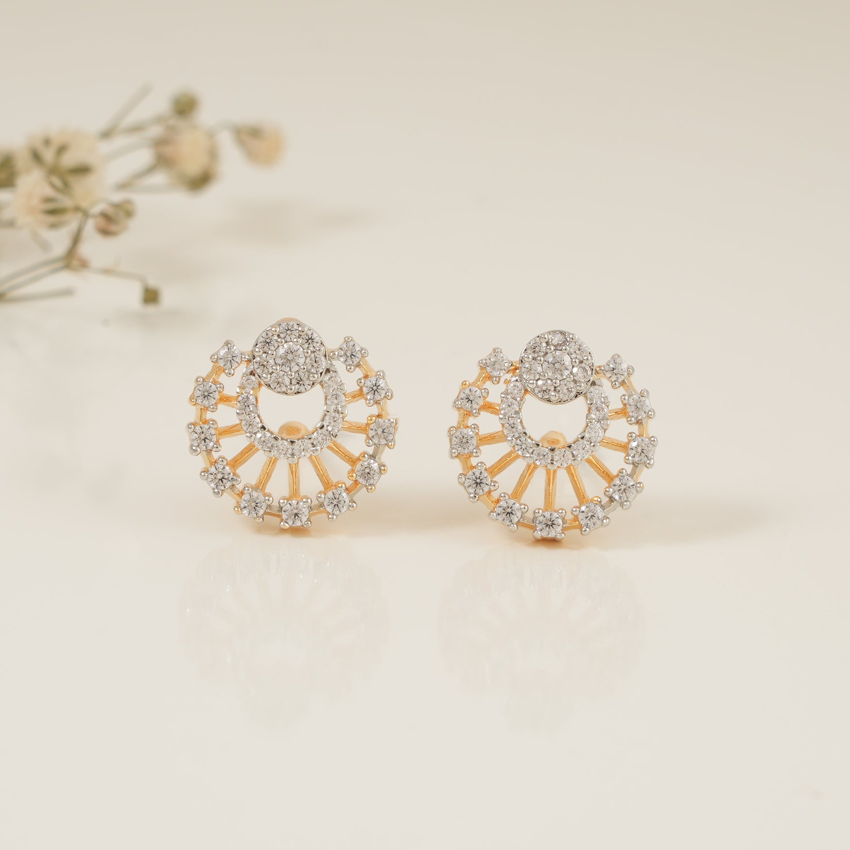 Cute cz diamond gold plated small stud earring