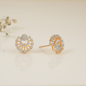 Cute cz diamond gold plated small stud earring