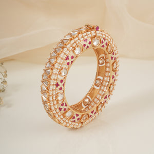 Royal kundan meenakari pearl studded kada bangle