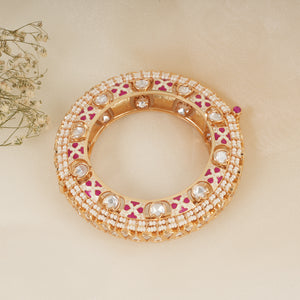 Royal kundan meenakari pearl studded kada bangle