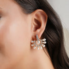 Beautiful pearl drop gold plated cz diamond stud earring