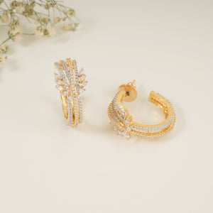 Beautiful round hoop cz diamond gold studs