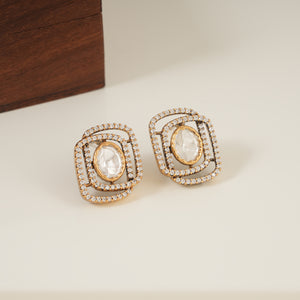 Cute kundan gold plated cz diamond victorian studs