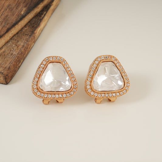 Stunning bold gold plated kundan stud earring