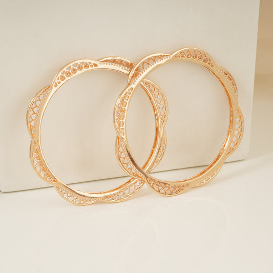 Cute elegant cz diamond gold plated floral bangle set