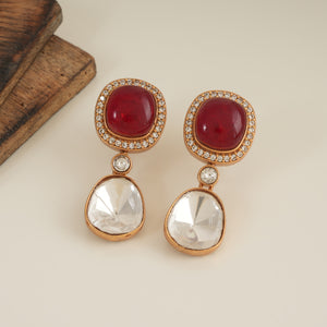 Beautiful gold plated kundan drop earring