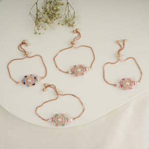 Cute meenakari free size rose gold bracelet
