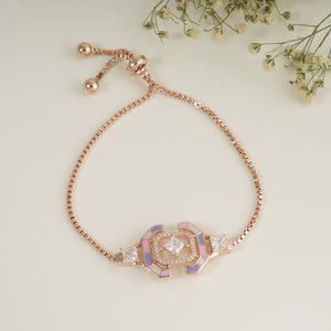 Cute meenakari free size rose gold bracelet