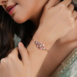 Cute meenakari free size rose gold bracelet