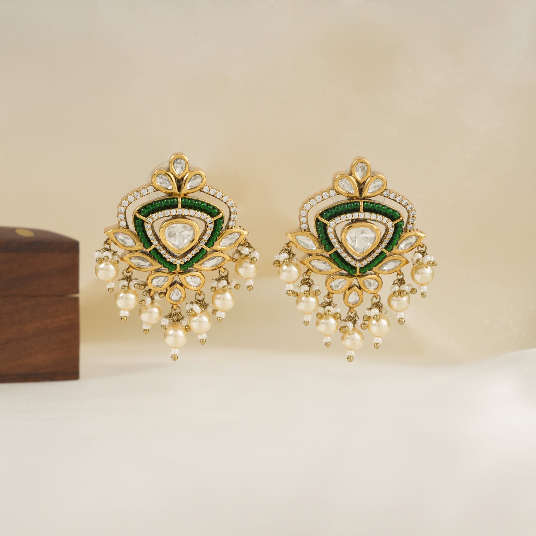 Gold plated kundan pearl drop kundan earring