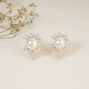 Pearl cz diamond Stud