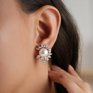 Pearl cz diamond Stud