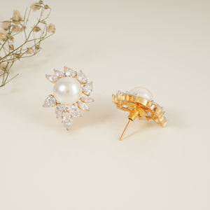 Pearl cz diamond Stud