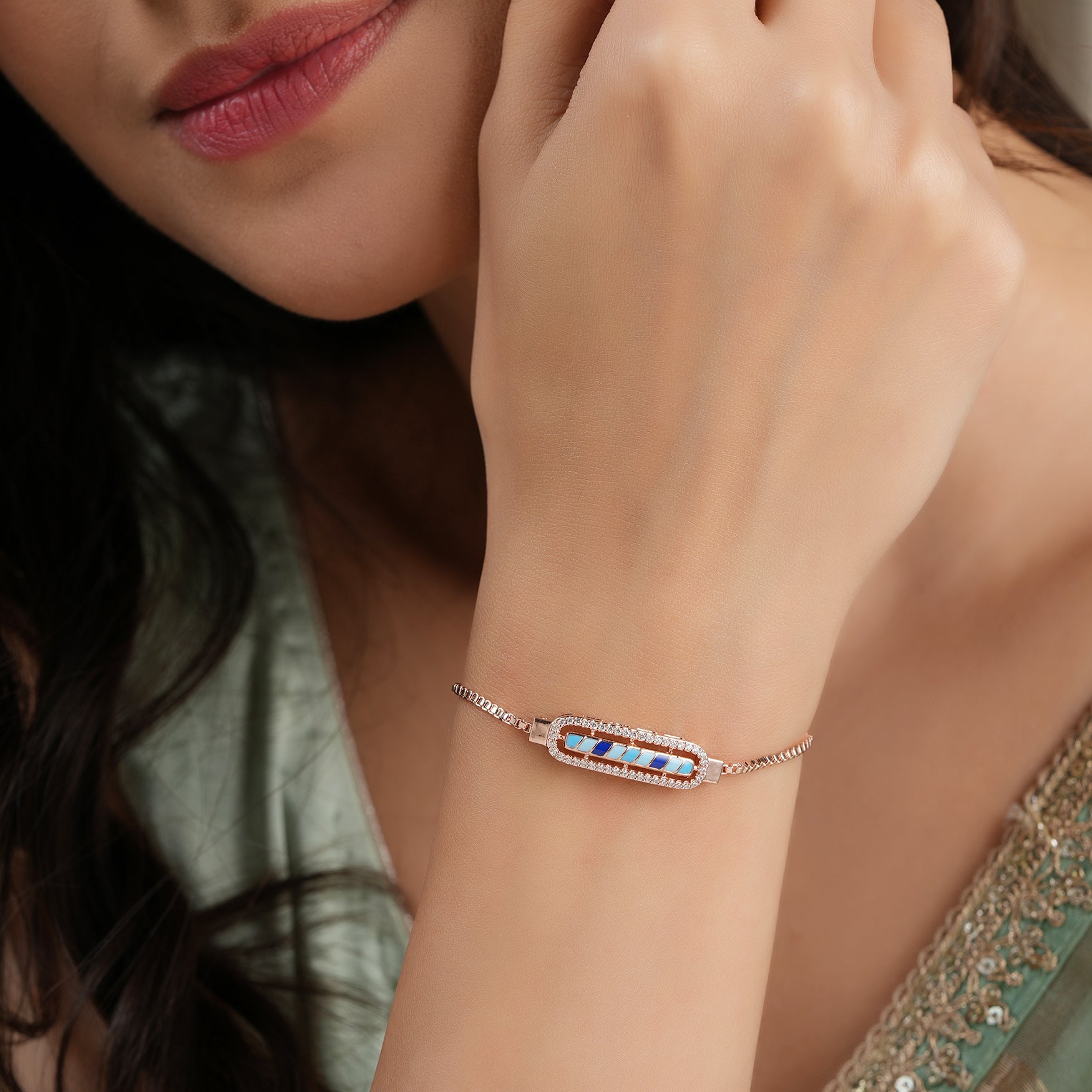 Sleek meenakari gold plated free size bracelet
