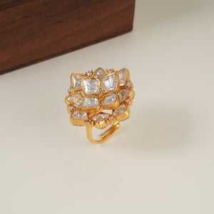 Stunning stone gold plated finger ring for women