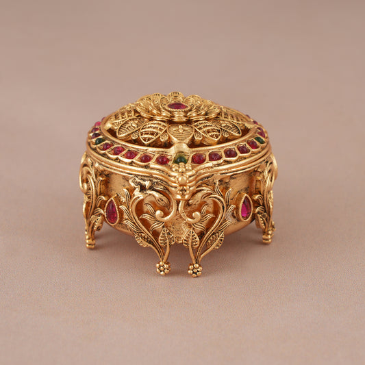 Stunning antique gold floral sindoor box