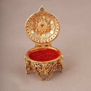 Stunning antique gold floral sindoor box