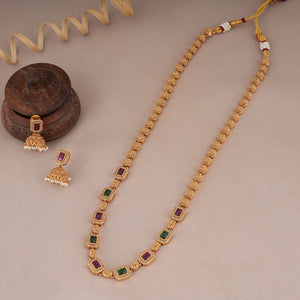 Cute stunning stone long mala set with earring