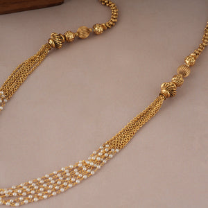 Amazing long pearl drop antique gold mala