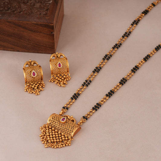 Stunning filigree gold plated mangalsutra set