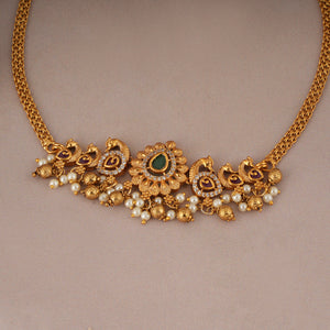 Elegant gold plated peacock necklace set