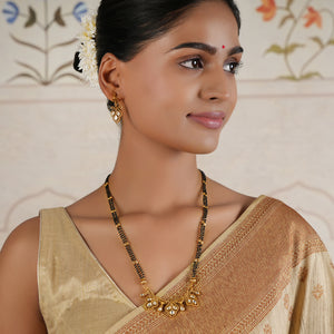 Elegant kundan antique gold long mangalsutra set