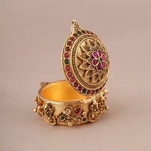 Stunning antique gold floral ruby stone Ganesh sindoor box I Temple Jewellery