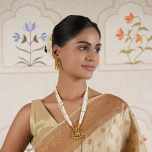 Royal long Maa lakshmi reversible pearl necklace set