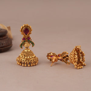 Auspicious Ram darbaar antique gold long necklace set I Temple Jewellery