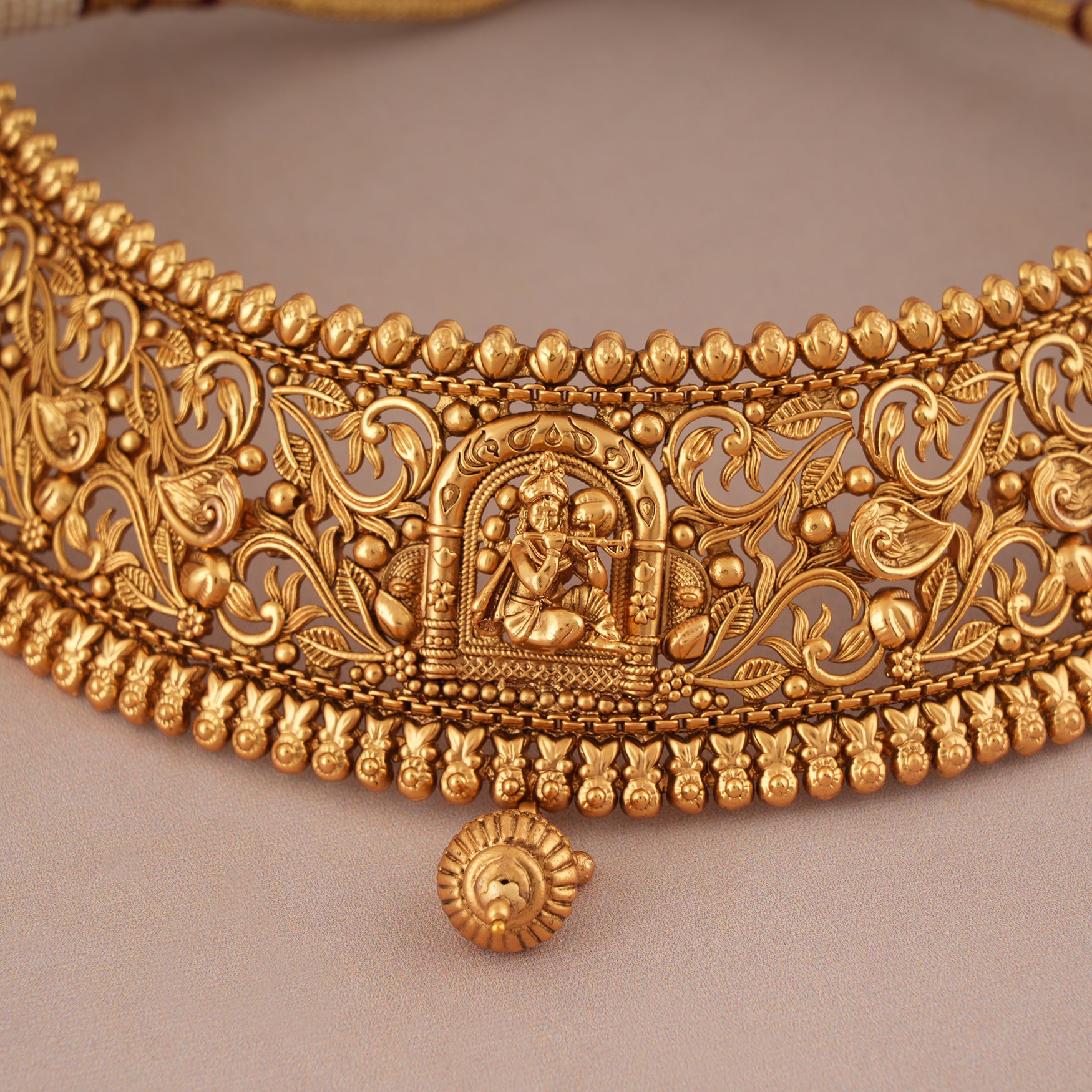 Stunning antique gold Lord Krishna Choker necklace set I Temple Jewellery