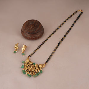 Stunning antique gold maa lakshmi stone drop mangalsutra set I Temple Jewellery