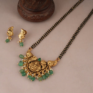 Stunning antique gold maa lakshmi stone drop mangalsutra set I Temple Jewellery