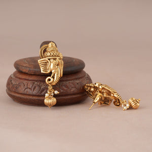 Antique Gold plated Ganesh earring I Temple Jewellery