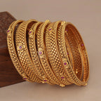 Stunning antique gold ruby bangle set (set of 6)