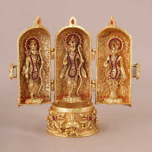 Auspicious gold plated Ram darbaar roli box I Temple Jewellery