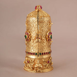 Auspicious gold plated Ram darbaar roli box I Temple Jewellery