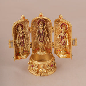 Auspicious gold plated Ram darbaar roli box I Temple Jewellery