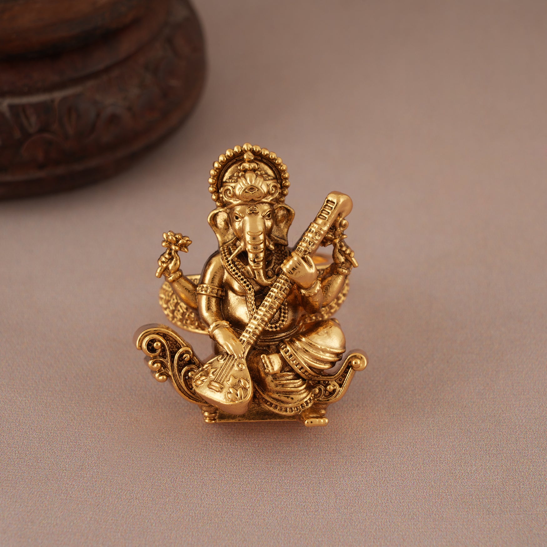 Stunning antique gold Ganesh Maharaj finger ring I Temple Jewellery