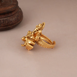 Stunning antique gold Ganesh Maharaj finger ring I Temple Jewellery