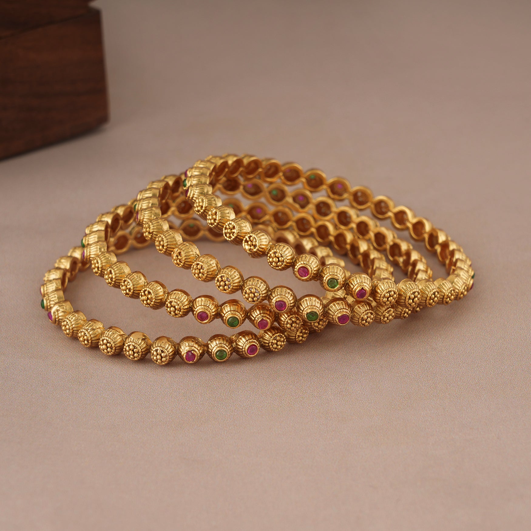 Beautiful multicolor antique gold bangle set (set of 4)