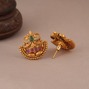 Cute antique gold plated stone stud for earring