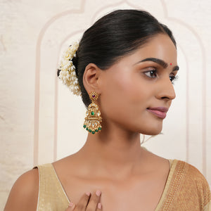 Stunning Long antique gold kundan earring